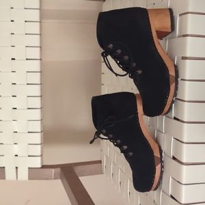 New, never worn Sanita blacke suede block heel lace up boot